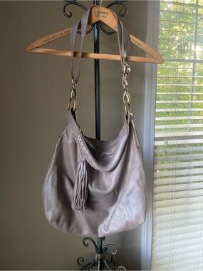 Molly G Nomad Handbag brownish gray color pebbled leather